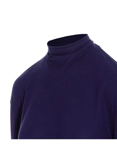 Lemaire Crewneck Foulard Top Bow In Blue