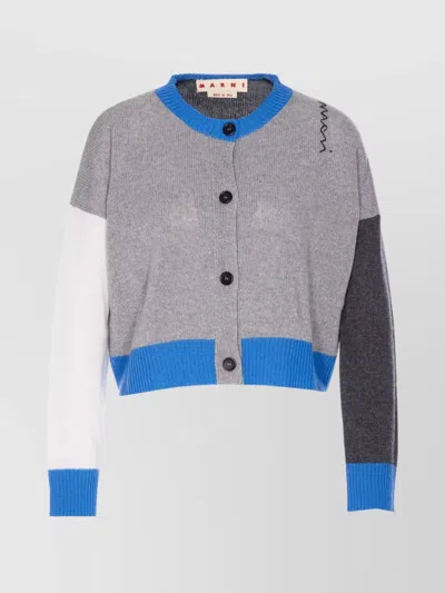 Marni Knitwear Cardigan Embroidered Detail In Gray