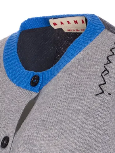 Marni Knitwear Cardigan Embroidered Detail In Gray