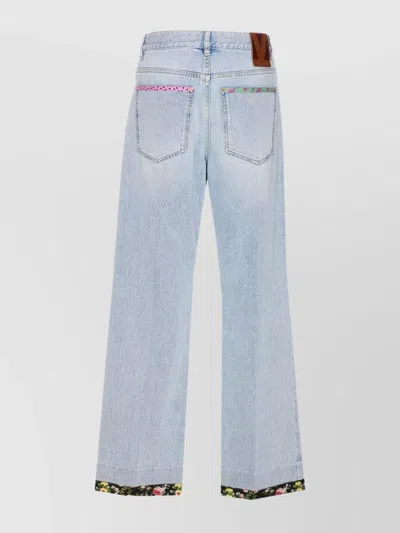 Valentino Womens Denim Blu Lav Chiaro Embroidered Straight-leg Denim Jeans In Blue