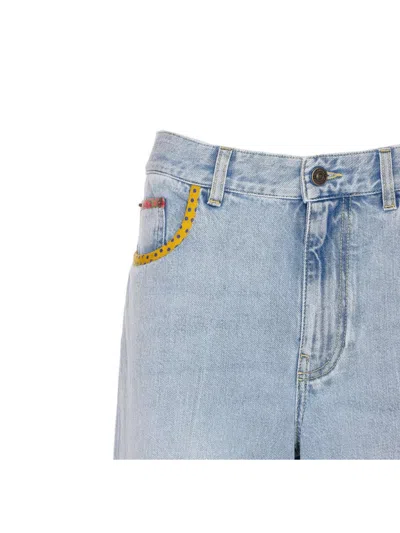Valentino Womens Denim Blu Lav Chiaro Embroidered Straight-leg Denim Jeans In Blue