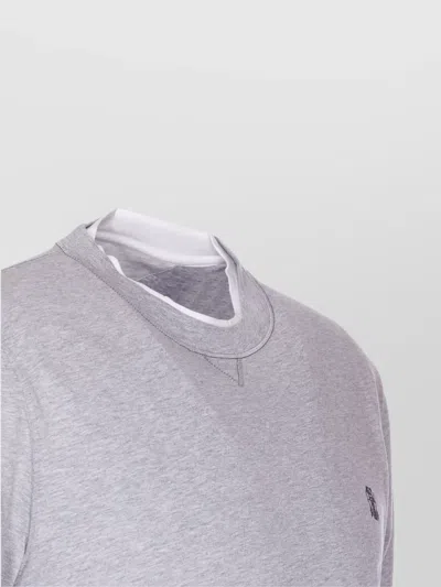 Brunello Cucinelli Layered Crewneck T-shirt Stitch Detailing In Gray