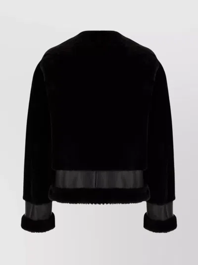 Blancha Shearling Jacket With Cuffed Sleeves And Faux Fur In Black