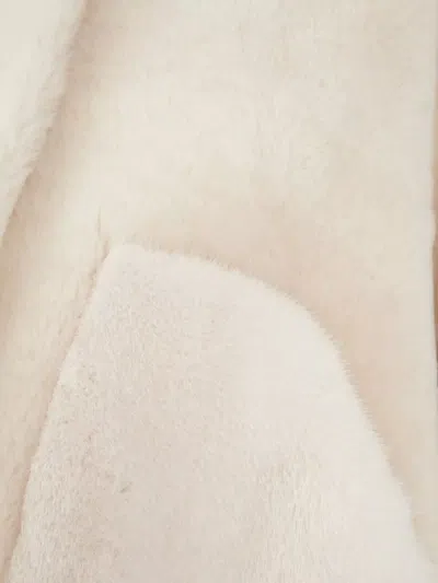 Blancha Faux Fur Coat With Hood And Pockets In Neutral