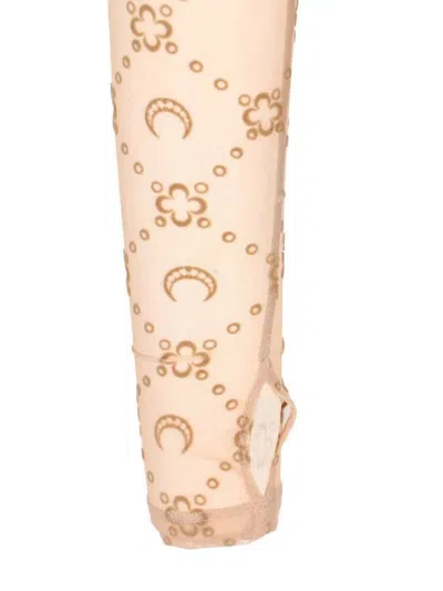 Marine Serre Printed Fitted Top Sheer Sleeves In Neutral