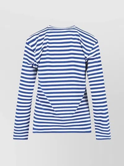 Comme Des Garçons Play Crew Neck Striped Pattern Long Sleeves In Blue