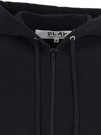 Comme Des Garçons Play Hooded Sweatshirt With Drawstring And Pockets In Black
