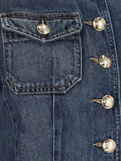 Nili Lotan Military Style Jacket Gold Buttons In Blue