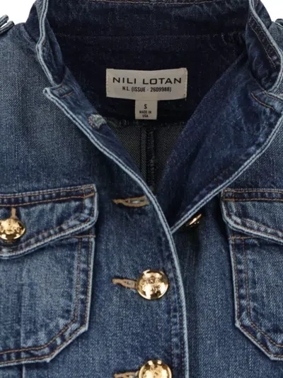 Nili Lotan Military Style Jacket Gold Buttons In Blue