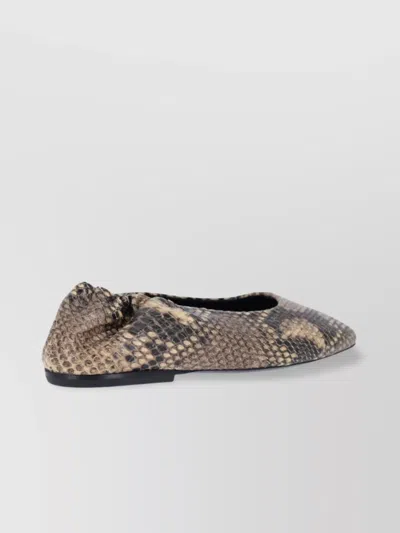 Dries Van Noten Snake Print Round Toe Flat Sole Ballerina Shoes