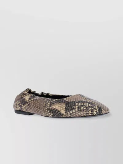 Dries Van Noten Snake Print Round Toe Flat Sole Ballerina Shoes