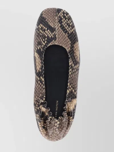 Dries Van Noten Snake Print Round Toe Flat Sole Ballerina Shoes