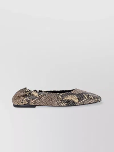 Dries Van Noten Snake Print Round Toe Flat Sole Ballerina Shoes