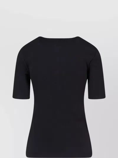 Anine Bing Ribbed Texture Round Neck Button Detailing Top In Black