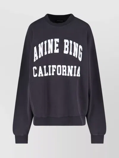 Anine Bing Miles Relaxed-fit Oversized Cotton Sweatshirt With Contrasting Logo In Black