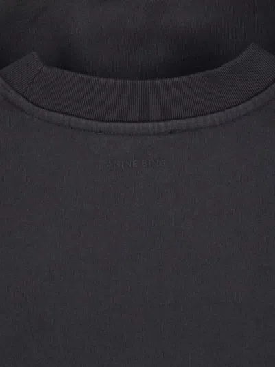 Anine Bing Miles Relaxed-fit Oversized Cotton Sweatshirt With Contrasting Logo In Black