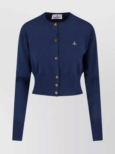 Vivienne Westwood Ribbed Crewneck Knitwear With Cuffs And Hem In Blue