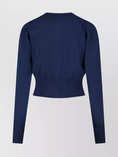 Vivienne Westwood Ribbed Crewneck Knitwear With Cuffs And Hem In Blue
