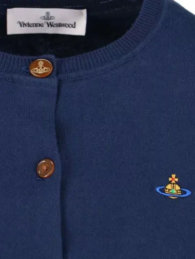 Vivienne Westwood Ribbed Crewneck Knitwear With Cuffs And Hem In Blue