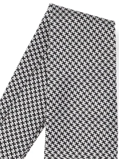Tom Ford Adjustable Black Silk Tie With Houndstooth Pattern
