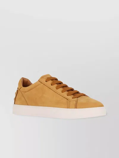 Tod's Low Top Round Toe Rubber Sole Sneakers In Orange