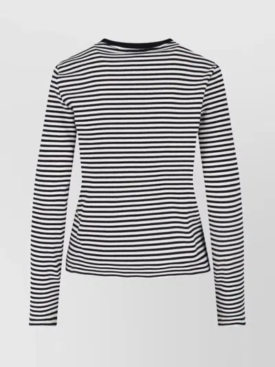 Anine Bing Alessia Long Sleeve Tee In Cream And Black Stripe In Multi