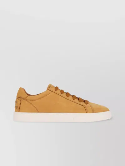 Tod's Low Top Round Toe Rubber Sole Sneakers In Orange