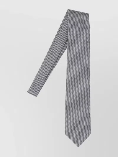 Tom Ford Adjustable Black Silk Tie With Houndstooth Pattern