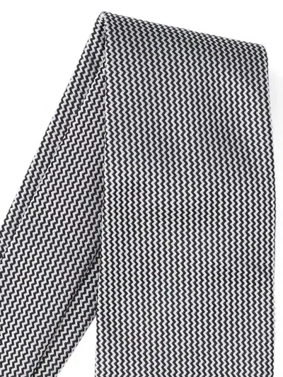 Tom Ford Adjustable Black Silk Tie With Houndstooth Pattern