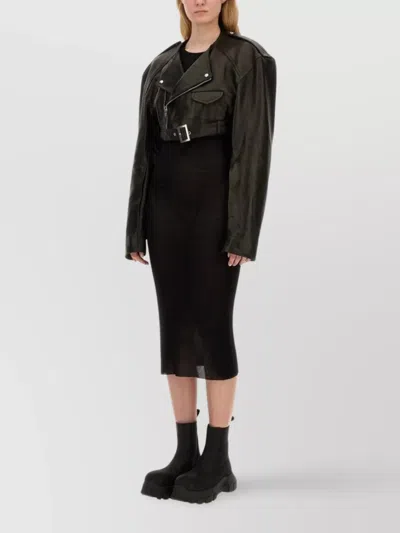 Rick Owens Womens Black Biker Notched-lapel Regular-fit Leather Jacket