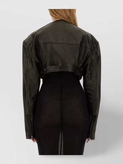Rick Owens Womens Black Biker Notched-lapel Regular-fit Leather Jacket