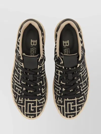 Balmain Low-top Round Toe Rubber Sole Sneakers