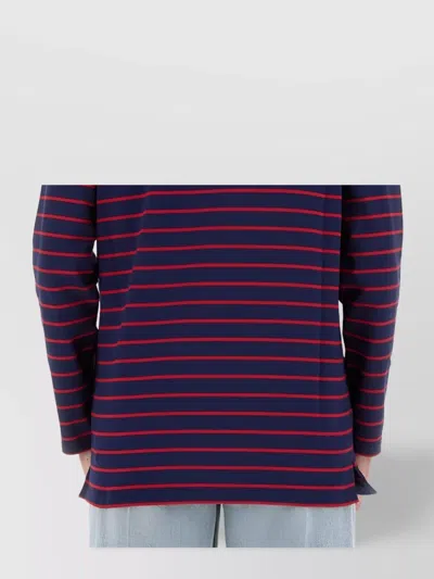 Valentino Striped Cotton Jersey T-shirt In Purple