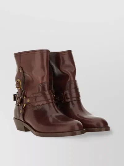 Isabel Marant Leather Buckle Ankle Boots