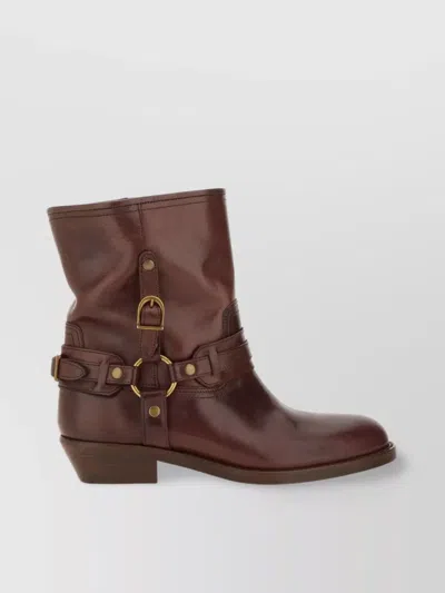 Isabel Marant Leather Buckle Ankle Boots
