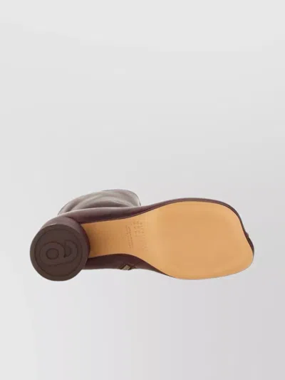 Mm6 Maison Margiela Ankle Block Heel Round Toe Smooth Boots