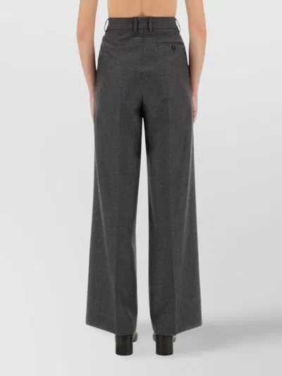 Mm6 Maison Margiela Wide Leg Pleated Trousers In Gray