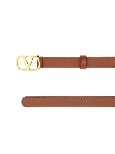 Valentino Belt Adjustable Length Gold-tone Buckle In Brown