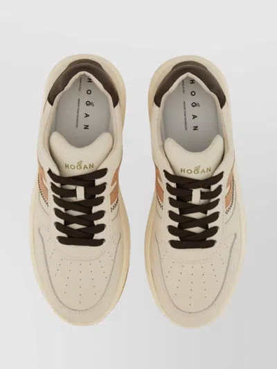Hogan Low-top Sneakers With Contrast Sole And Perforated Detailing
