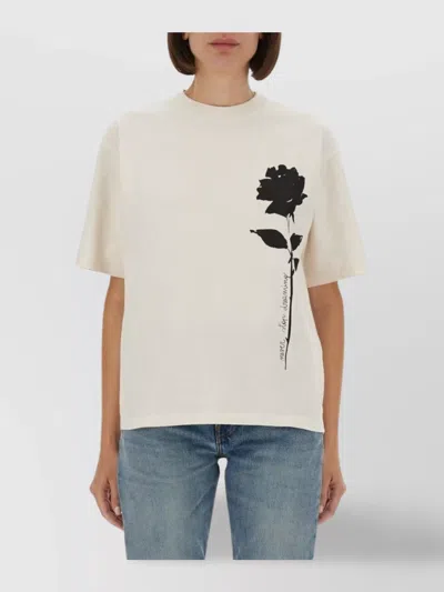Golden Goose Deluxe Brand Rose Printed Crewneck T-shirt In White
