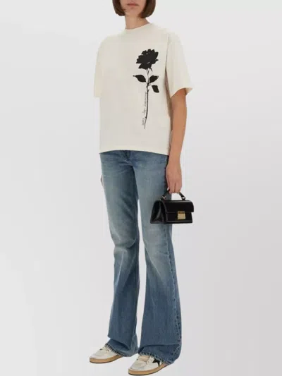 Golden Goose Deluxe Brand Rose Printed Crewneck T-shirt In White