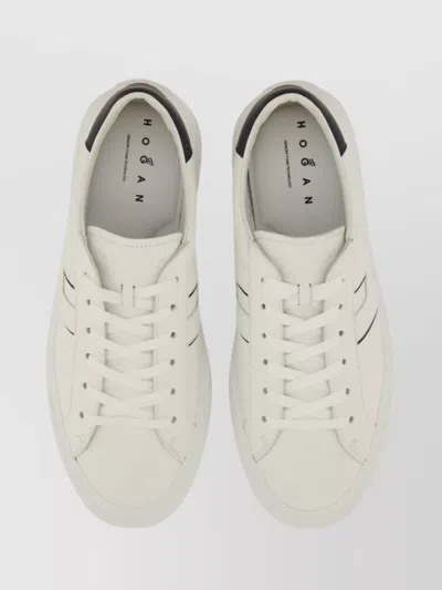 Hogan Sneakers With Contrasting Heel Tab And Round Toe In Neutral