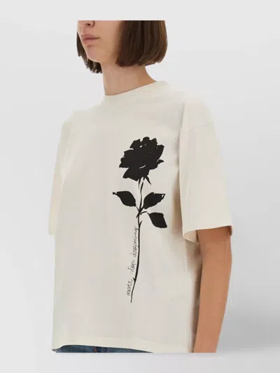 Golden Goose Deluxe Brand Rose Printed Crewneck T-shirt In White