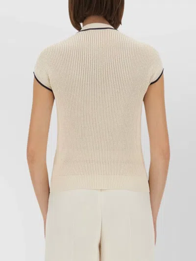 Valentino Cotton Tops With Bow Detail And Cap Sleeves In Neutral