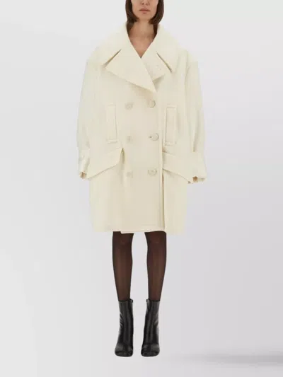 Mm6 Maison Margiela Oversized Double-breasted Coat Large Lapels In White