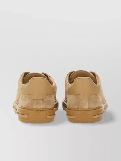 Hogan Suede Round Toe Rubber Sole Sneakers In Multi