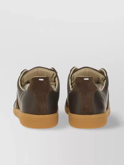 Maison Margiela Low-top Sneakers Featuring Suede Panels In Brown