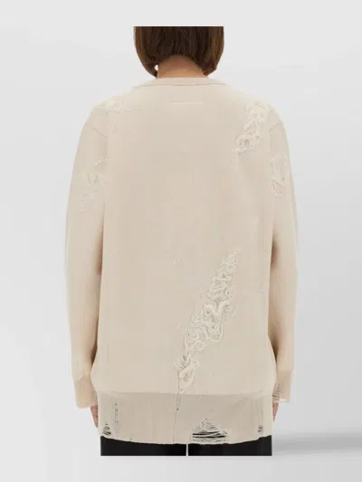 Mm6 Maison Margiela Mm6 By Maison Margiela Oversized Mesh Sweater With Worn Effect Details In Neutral