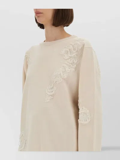 Mm6 Maison Margiela Mm6 By Maison Margiela Oversized Mesh Sweater With Worn Effect Details In Neutral