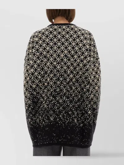 Mm6 Maison Margiela Checkered Pattern Crew Neck Knitwear In Black